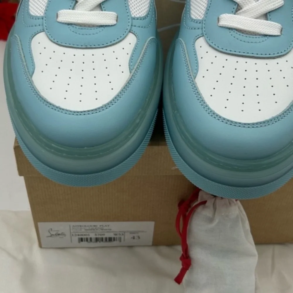 Christian Louboutin Mens Astroloubi leather trim Light Blue and White Sneakers. - Picture 5 of 8